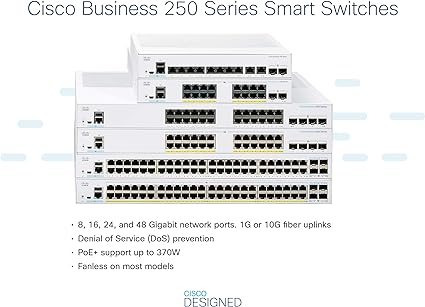 Cisco CBS250-24P-4X 24-Port Smart Switch 